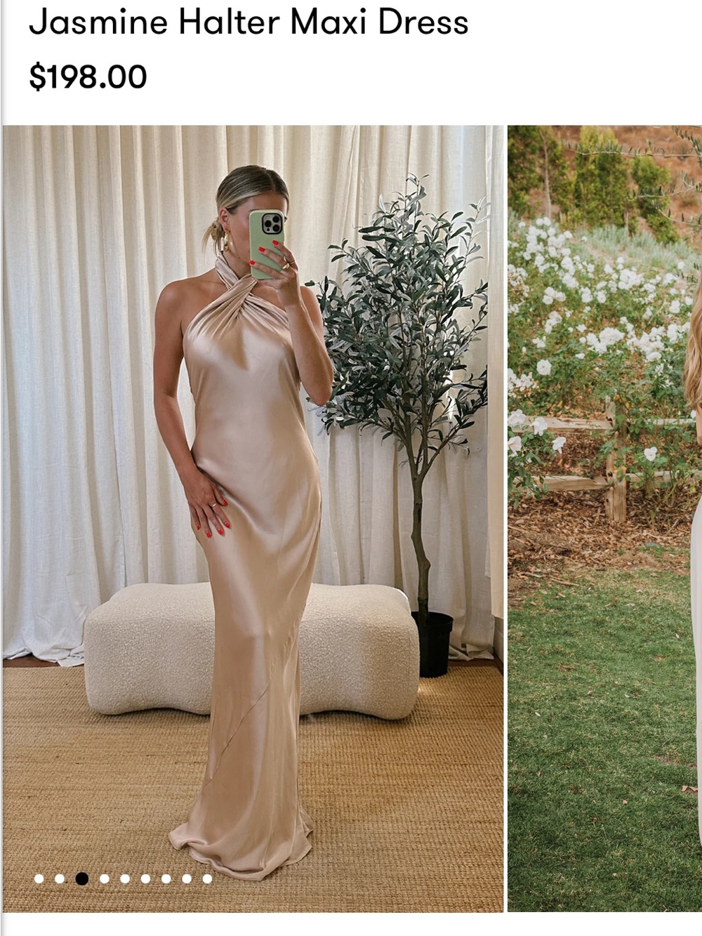 Show Me Your MuMu Satin Halter Maxi Dress in Champagne